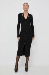 HUGO BOSS rochie din amestec de lana culoarea negru, midi, mulata 9BYX-SUD157_99X