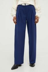 Answear Lab pantaloni femei, culoarea albastru marin, lat, high waist BMYX-SPD02T_59X