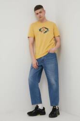 Quiksilver tricou din bumbac culoarea galben, cu imprimeu PPYY-TSM20Z_11X