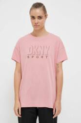 DKNY tricou din bumbac culoarea roz PPYX-TSD00N_34X