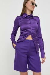 Patrizia Pepe pantaloni scurti femei, culoarea violet, neted, high waist PPYX-SZD0US_45X