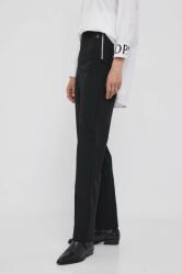 Calvin Klein Jeans pantaloni femei, culoarea negru, drept, high waist 9BYX-SPD0ZA_99X