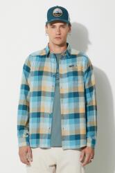 Columbia cămașă Cornell Woods Flannel LS bărbați, culoarea turcoaz, cu guler clasic, regular 1617951 9BYY-KDM095_56X