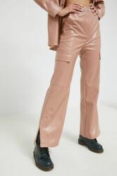 Sixth June pantaloni femei, culoarea bej, evazati, high waist PPYY-SPD1BY_80X