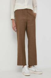 Weekend Max Mara pantaloni de lana culoarea maro, drept, high waist 9BYX-SPD0I7_82X