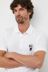 Karl Lagerfeld tricou polo bărbați, culoarea alb, cu imprimeu 500221.745022 PPYY-POM057_00X