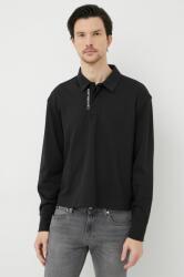 Calvin Klein longsleeve din bumbac culoarea negru, neted PPYX-BUM02L_99X