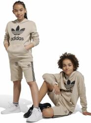 Adidas bluza copii TREFOIL culoarea bej, cu glugă, cu imprimeu 9BYX-BLK06D_08X