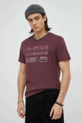 G-Star Raw tricou din bumbac culoarea bordo, cu imprimeu PPYX-TSM05L_83X