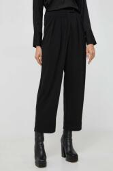 Max Mara Leisure pantaloni femei, culoarea negru, drept, high waist 9BYX-SPD0KE_99X