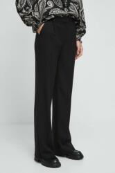 Medicine pantaloni femei, culoarea negru, lat, high waist ZBYX-SPD503_99X