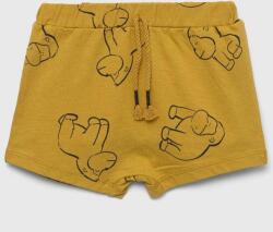 United Colors of Benetton pantaloni scurți din bumbac pentru bebeluși culoarea galben, modelator PPYX-SZK00P_18X