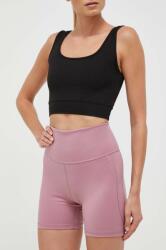 adidas Performance pantaloni scurți de yoga Studio culoarea roz, neted, high waist 9BYX-SZD03O_30X