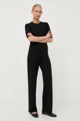 Max Mara Leisure pantaloni femei, culoarea negru, drept, high waist 9BYX-SPD04P_99X