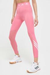 adidas Performance leggins de antrenament Techfit 3-Stripes culoarea roz, cu imprimeu 9BYX-LGD05L_30X