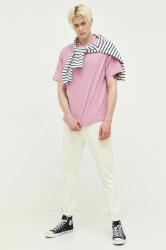 Abercrombie & Fitch tricou din bumbac culoarea roz, neted PPYX-TSM2GI_30X