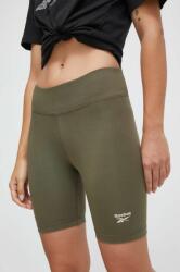 Reebok pantaloni scurti femei, culoarea verde, cu imprimeu, medium waist 9BYX-SZD084_87X