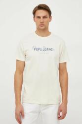 Pepe Jeans tricou din bumbac barbati, culoarea bej, cu imprimeu 9BYX-TSM0TC_01X