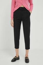 United Colors of Benetton pantaloni femei, culoarea negru, drept, high waist 9BYX-SPD0MD_99X