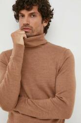Calvin Klein pulover de lana barbati, culoarea maro, light, cu guler 9BYX-SWM0IM_82X