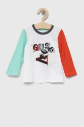 GUESS longsleeve din bumbac pentru bebeluși culoarea alb, cu imprimeu 9BYX-BUB003_00X