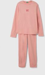 United Colors of Benetton pijama copii culoarea roz, cu imprimeu 9BYX-BIG02S_30X