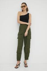 Gestuz pantaloni femei, culoarea verde, high waist PPYX-SPD116_87X