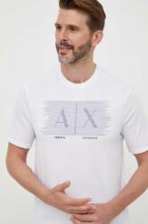 Giorgio Armani tricou din bumbac culoarea alb, cu imprimeu 9BYX-TSM0M9_00X