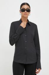 PINKO camasa femei, culoarea negru, cu guler clasic, regular 9BYX-KDD0C3_99X