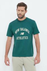 New Balance tricou din bumbac culoarea verde, cu imprimeu 9BYX-TSM15G_79X