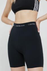 Calvin Klein Jeans pantaloni scurti femei, culoarea negru, neted, high waist 9BYY-SZD011_99X