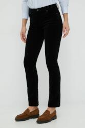 Lauren Ralph Lauren pantaloni de catifea cord femei, culoarea negru, drept, medium waist 9BYY-SJD0LI_99X