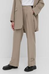 Herskind Pantaloni Logan femei, culoarea bej, model drept, high waist PPYY-SPD0BR_80X