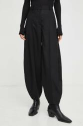 By Malene Birger pantaloni femei, culoarea negru, lat, high waist 9BYX-SPD12C_99X