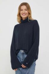 Tommy Hilfiger pulover de lână femei, culoarea bleumarin, light, cu guler WW0WW39904 9BYX-SWD11F_59X