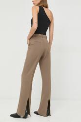 Herskind pantaloni Valentina femei, culoarea maro, evazati, high waist PPYX-SPD07N_88X