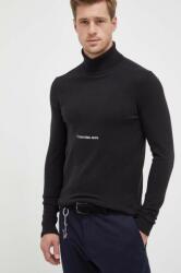 Calvin Klein pulover de bumbac culoarea negru, light, cu guler 9BYX-SWM0I9_99X