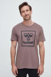 Hummel tricou din bumbac culoarea maro, cu imprimeu 9BYX-TSM0YU_98X