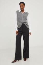 Answear Lab pantaloni femei, culoarea negru, lat, high waist BMYX-SPD02G_99X
