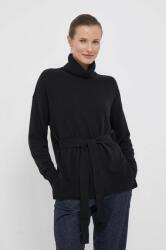 Benetton pulover de lana femei, culoarea negru, light, cu guler 9BYX-SWD0N1_99X