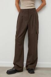 Herskind pantaloni femei, culoarea maro, lat, high waist 9BYX-SPD0HT_89X