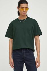 G-Star Raw tricou din bumbac culoarea verde, neted 9BYX-TSM0UL_78X