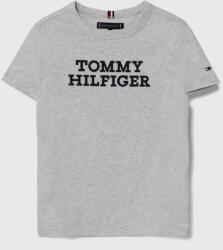 Tommy Hilfiger tricou de bumbac pentru copii culoarea gri, cu imprimeu 9BYX-TSB02T_09X