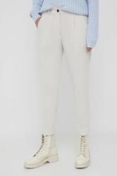 Sisley pantaloni femei, culoarea bej, fason tigareta, high waist 9BYX-SPD0OH_08X