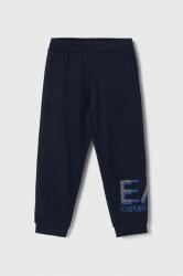 EA7 Emporio Armani pantaloni de trening din bumbac pentru copii culoarea albastru marin, cu imprimeu 9BYX-SPB02L_59X