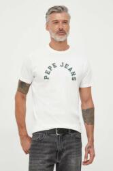 Pepe Jeans tricou din bumbac Westend culoarea bej, cu imprimeu 9BYX-TSM0UF_01X