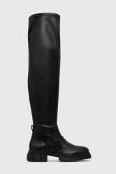 Tommy Hilfiger cizme STRETCH MONOCHROMATIC LONGBOOT femei, culoarea negru, cu platforma, FW0FW07611 9BYX-OBD2YT_99X