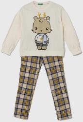 United Colors of Benetton pijamale de bumbac pentru copii culoarea bej, modelator 9BYX-BIK011_12X