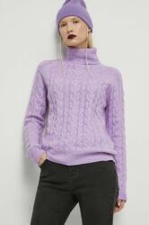 MEDICINE pulover din amestec de lana femei, culoarea violet, cu guler ZBYX-SWD070_40M
