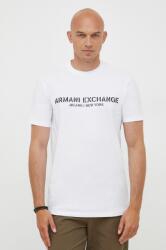 Giorgio Armani tricou din bumbac culoarea alb, cu imprimeu 9BYX-TSM0LD_00X
